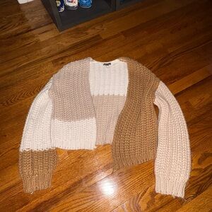 Wild Fable Cream and Tan Knit Cardigan